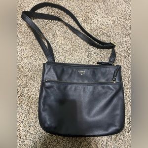 Fossil Black Leather Cross Body Purse Like New